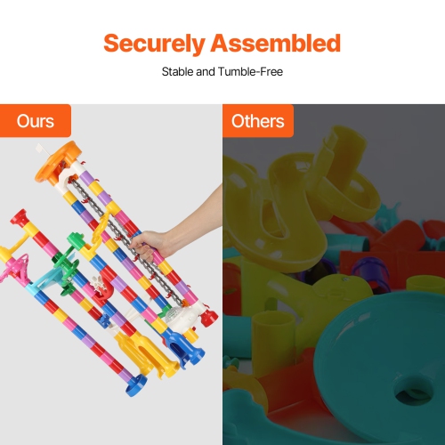 VEVOR 230 PCS Marble Run Set, with Motorized Elevator, with 15 Plastic Marbles, Maze Building Block Brain Game, Educational Learning Race Track STEM