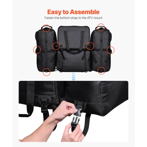 VEVOR 74L ATV Rear Storage Bag, Rear Cargo Bag with Cooler Insulated Bag, 600D Oxford Cloth Storage Rear Rack Seat Bag Fit Most ATVs with Rear Rack,