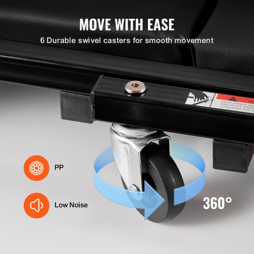 VEVOR 40 in Foldable Z Garage Creeper, 450 lbs Load Capacity Rolling Folding Mechanic Creeper Stool, with 6 Universal Wheels Padded Seat Steel Frame,