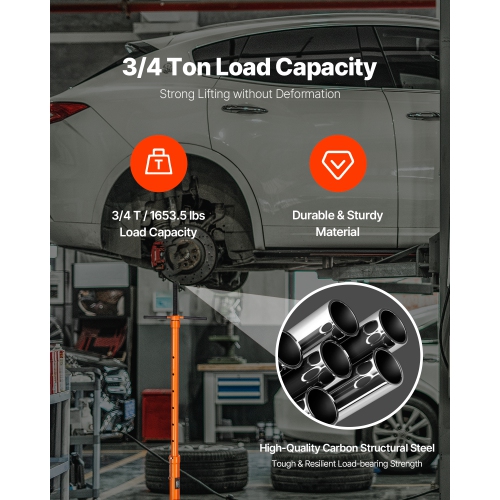 VEVOR 3/4 Ton Capacity Underhoist Support Stand, Under Hoist Jack Stand, Lifting from 38.4 to 75.4 in, Bearing Mounted Spin Handle, Self-Locking