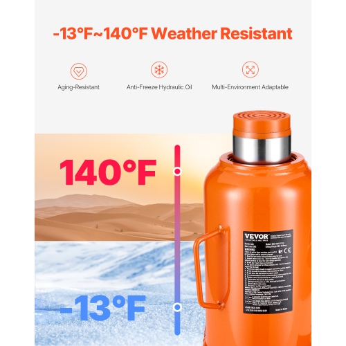 VEVOR 50 Ton/110231 lbs Hydraulic Bottle Jack, Welded Bottle Jack with 11''-17.32'' Lifting Range & 3-Section Long Handle, for Car, Pickup, RV, Auto