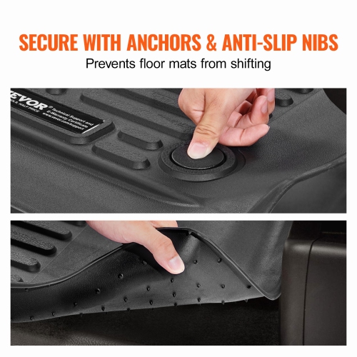 VEVOR Automotive Floor Mats, Fits for Ford F-150/F150 Lightning 2015-2024, 3 pcs Front and 2nd Row Liners, All Weather Custom Fit TPE Vehicle Floor