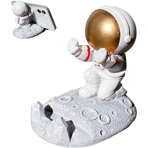 THE WAY  New Astronaut Mobile Phone Holder Support Frame Cute Car Ornaments Desktop Mobile Phone Holder (Push Handle Type)Gold