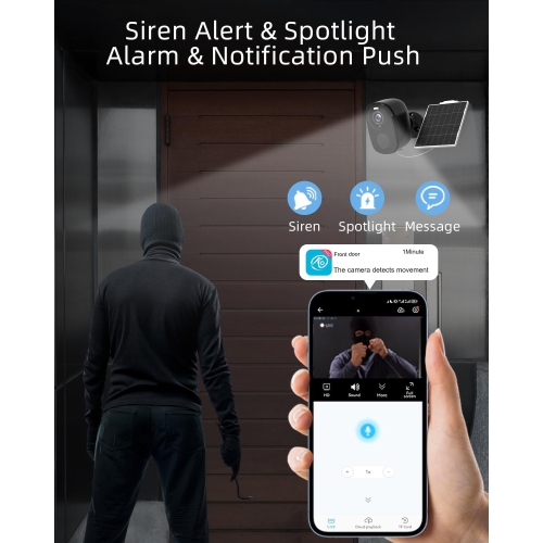 Outdoor wireless surveillance camera, 4MP low power wireless camera wifi surveillance battery camera mobile phone remote wireless monitoring,