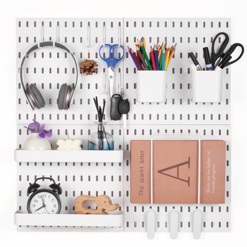 VEVOR  11" X 11" Pegboard Combination Kit, Plastic Pegboard, 4 Panels, Peg Board Wall Organizer Kit \w Accessories, for Garage Tool Storage Kitchen