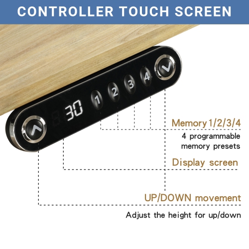 Bilbil L-Shaped Electric Height Adjustable Standing Desk with Memory Settings - 59″ x 39.4″ - White Frame/Oak Top