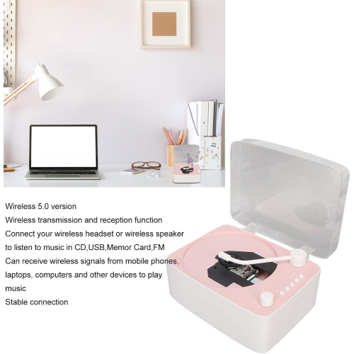 Lecteur CD rétro avec télécommande et haut-parleurs stéréo haute fidélité pour le divertissement et la décoration intérieure