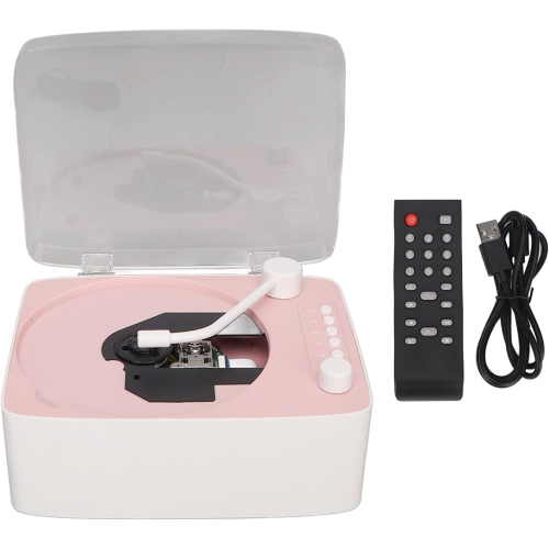 Lecteur CD rétro avec télécommande et haut-parleurs stéréo haute fidélité pour le divertissement et la décoration intérieure