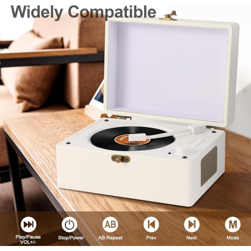 Retro Suitcase CD Player with Bluetooth Rechargeable Desktop CD Player for Gifts