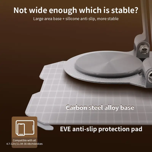 All-metal laptop tablet stand, 360-degree rotatable, stable, lifting and folding desktop suspension stand, height adjustable - black