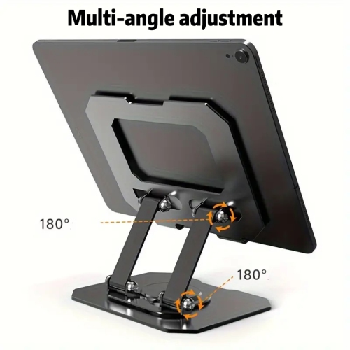 All-metal laptop tablet stand, 360-degree rotatable, stable, lifting and folding desktop suspension stand, height adjustable - black