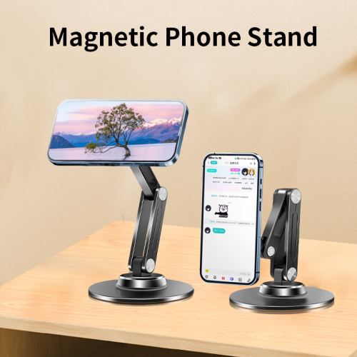 Suitable for Apple iPad holder, magnetic tablet holder, strong magnet can rotate 360 degrees for desktop office, adjustable height angle - black