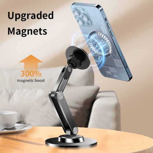 Suitable for Apple iPad holder, magnetic tablet holder, strong magnet can rotate 360 degrees for desktop office, adjustable height angle - black
