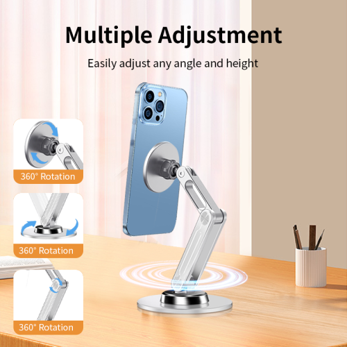 Suitable for Apple iPad holder, magnetic tablet holder, strong magnet can rotate 360 degrees for desktop office, adjustable height angle - black