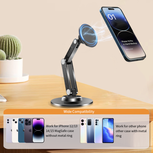 Suitable for Apple iPad holder, magnetic tablet holder, strong magnet can rotate 360 degrees for desktop office, adjustable height angle - black