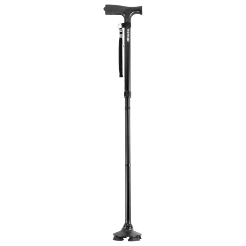 VEVOR 8-Level Walking Cane, Folding Walking Stick with Adjustable Height, 4-Pronged Pivoting Base, Lightweight Aluminum Mobility Aid for Seniors
