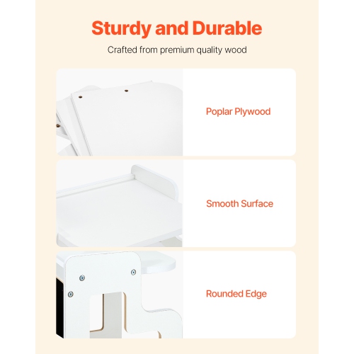 VEVOR 3 In 1 Montessori Weaning Table and Chair Set, Wooden Toddler Table and Chairs with Chalkboard, Adjustable Height Montessori Table for Ages