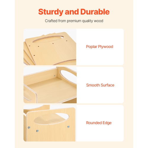 VEVOR Aged 1-5 Montessori Weaning Table and Chair Set, Wooden Toddler Table and Chair Set for , Adjustable Height Kids Montessori Chair and Activity