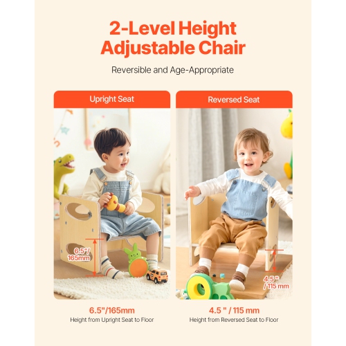 VEVOR Aged 1-5 Montessori Weaning Table and Chair Set, Wooden Toddler Table and Chair Set for , Adjustable Height Kids Montessori Chair and Activity