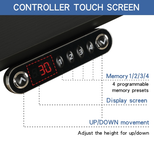 Bilbil L-Shaped Electric Height Adjustable Standing Desk with Memory Settings - 59″ x 39.4″ - Black Frame/Black Top