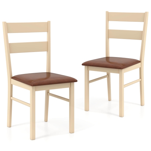 Costway Wooden dining chair set of 2/4 with rubber wood frame padded seat for kitchen