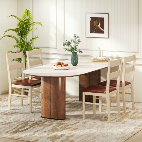 Costway Wooden dining chair set of 2/4 with rubber wood frame padded seat for kitchen