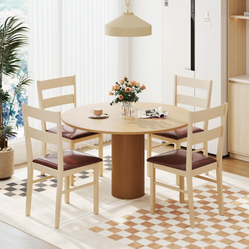 Costway Wooden dining chair set of 2/4 with rubber wood frame padded seat for kitchen