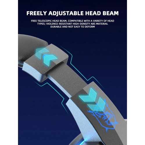 Bass HD Gaming Headset, Blue LED Light, Breathable Mesh Earmuffs, Surround Sound