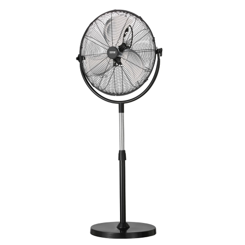 VEVOR 20 Inch Industrial Pedestal Fan, Standing Fan with 46.9 to 59.6 Inches Adjustable Height, Floor Fans with 3 Adjustable Speeds, High Power