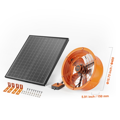 VEVOR 14 Inch Gable Mount Fan, Solar Power Attic Exhaust Fan with Adjustable Thermostat & Outer Mesh, 1300 CFM House Ventilator Cool Upto 1850 Sq.Ft,