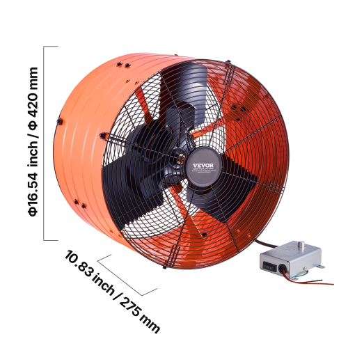 VEVOR 16 Inch Gable Mount Fan, Attic Exhaust Fan with Adjustable Thermostat & Outer Mesh, 2940 CFM House Ventilator Cools Up to 4200 Sq.Ft, Quiet