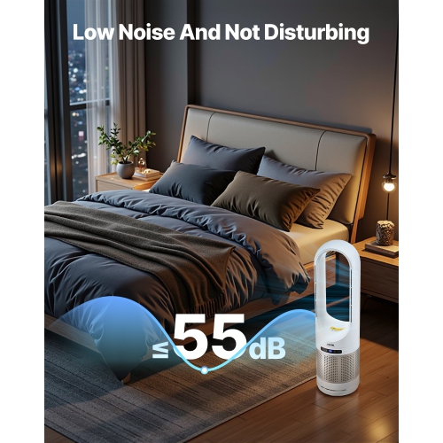 VEVOR 16.4ft/s Tower Fan Bladeless, Velocity Floor Fan, 80° Oscillating 8-Speed Fans, 8H Timer, Standing Fans with H13 HEPA Filtration, Remote