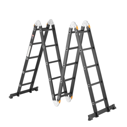 VEVOR 7-in-1 Multi-Purpose Folding Ladder, Tall Extension Step Ladder, A Frame 5 Step Telescoping Ladder, 19ft Reach Height Heavy Duty Adjustable