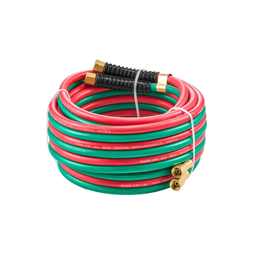 VEVOR  1/4-Inch X 25Ft Oxy Acetylene Hose w 9/16"-18 Lh/rh B Fittings, R Grade Welding Torch Twin Hose w 300Psi Maximum Working Pressure For