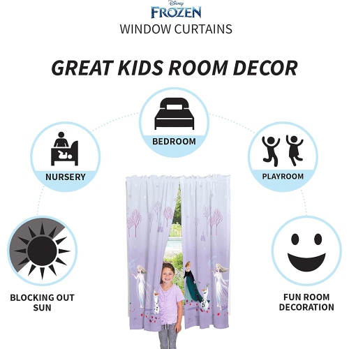 Rideaux de fenêtre « La reine des neiges » 2 Element pour chambre d'enfant - 41 x 63 (L) po - 2 panneaux