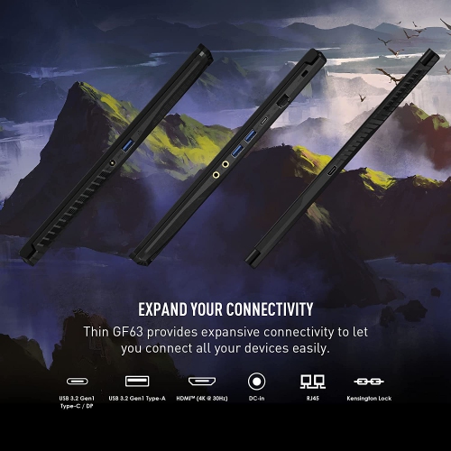 Portable de jeu Thin GF63 de po de MSI, écran 144 Hz de 1920 x 1080 pixels, GeForce RTX 2050 6 4 Go 2 To GDDR6, 8 coeurs i5-12450H