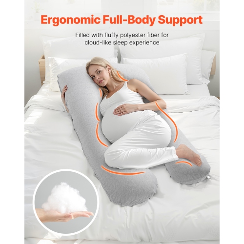 VEVOR U-Shaped Full Body Maternity Pillow for Pregnant Women,Soft and Breathable Pregnant Support Pillows with Removable & Washable Cover,Perfect for
