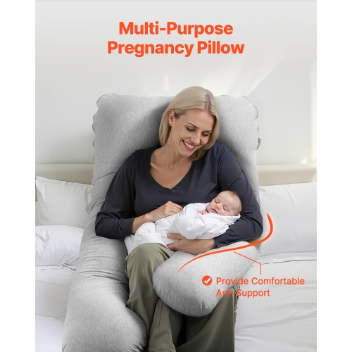 VEVOR U-Shaped Full Body Maternity Pillow for Pregnant Women,Soft and Breathable Pregnant Support Pillows with Removable & Washable Cover,Perfect for