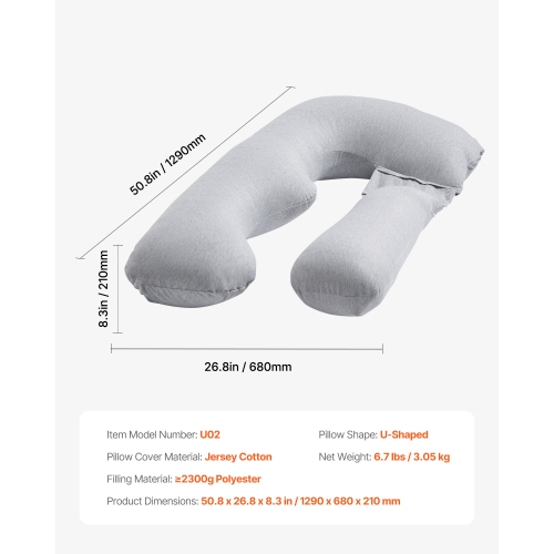 VEVOR U-Shaped Full Body Maternity Pillow for Pregnant Women,Soft and Breathable Pregnant Support Pillows with Removable & Washable Cover,Perfect for