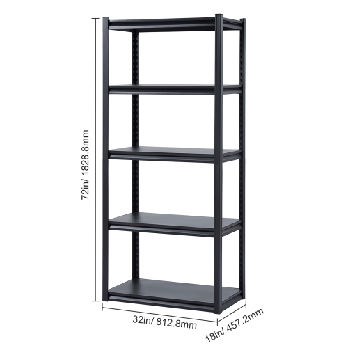 VEVOR 18"Dx32"Wx72"H Storage Shelves, 2000 lbs, 5 Tier Garage Storage Shelving, Adjustable Metal Shelves for Garage Shelves Utility Rack Shelf, Ideal