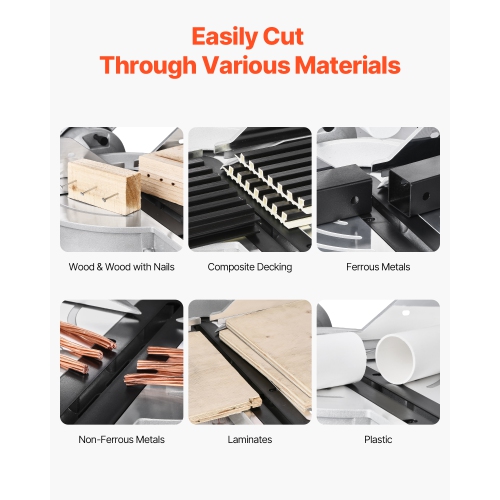 VEVOR Sliding Compound Miter Saw, 12-Inch Blade, 15 Amp Motor, 60-Tooth, Corded Double Bevel Sliding Miter Saw, LED Precision Alignment, Angle