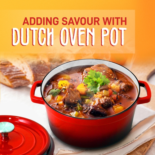 Kitchen Dutch Oven Pot - Enamel Coated Cast Iron Pot with Lid, Stovetop Casserole Pot Style