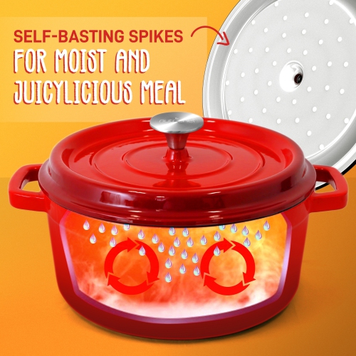 Kitchen Dutch Oven Pot - Enamel Coated Cast Iron Pot with Lid, Stovetop Casserole Pot Style