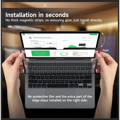 ANTOGOO V Upgrade Privacy Screen Compatible with MacBook Pro 13'', Removable Anti Blue Light Anti Glare Laptop Privacy Filter, No Magnetic No Glue