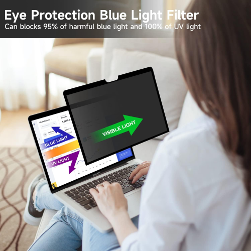 ANTOGOO V Upgrade Privacy Screen Compatible with MacBook Pro 13'', Removable Anti Blue Light Anti Glare Laptop Privacy Filter, No Magnetic No Glue