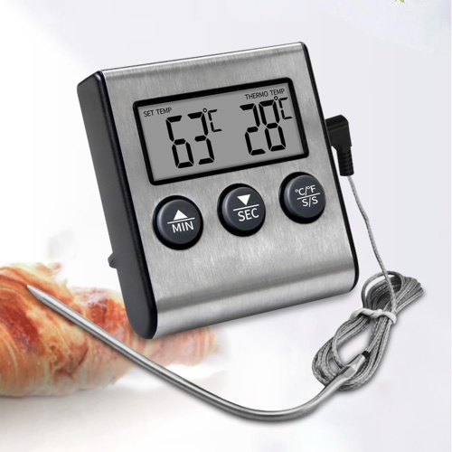Oven Thermometer, Kitchen Sugar Baked Food Thermometer Timer Alarm Oven Meat Barbecue Electronic Thermometer