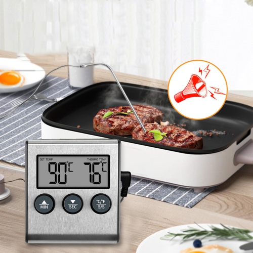 Oven Thermometer, Kitchen Sugar Baked Food Thermometer Timer Alarm Oven Meat Barbecue Electronic Thermometer
