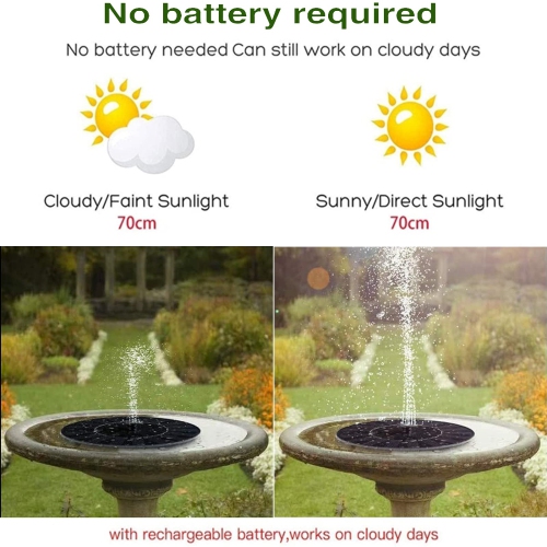 Bird Bath Solar water spray Fountain Solar Water Pump Floating Fountain built-in, Bath,Garden,Pond, Pool,Outdoor