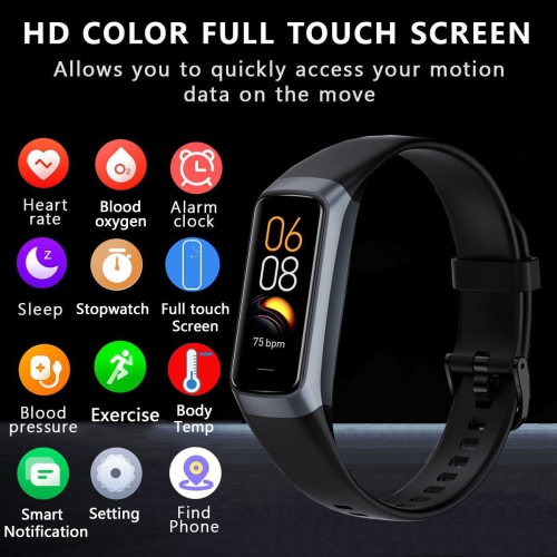 Fitness Tracker with 24/7 Heart Rate Blood Oxygen Sleep Monitor,Activity Tracker with AMOLED Touch Color Screen