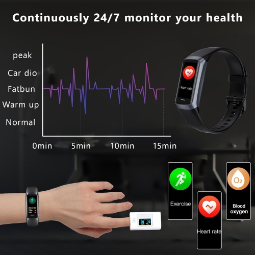 Fitness Tracker with 24/7 Heart Rate Blood Oxygen Sleep Monitor,Activity Tracker with AMOLED Touch Color Screen